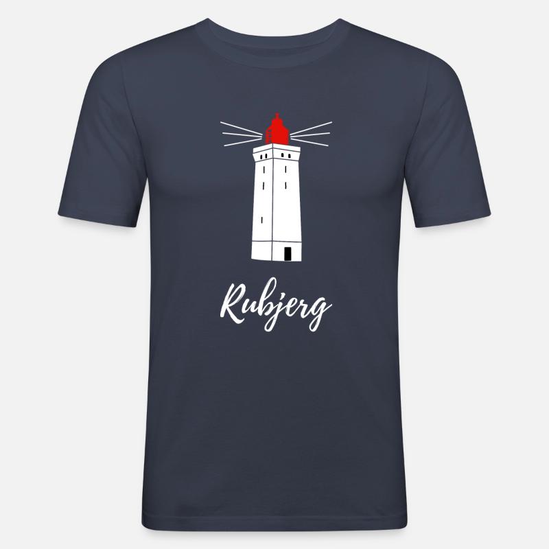 Leuchtturm Rubjerg Dänemark - Männer Slim Fit T-Shirt - Navy