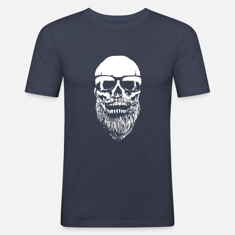 Bart Skull Hipster - Männer Slim Fit T-Shirt - Navy