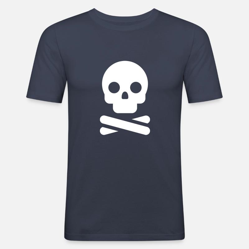 Teschio Teschio Pirata Teschio - Maglietta aderente da uomo - navy
