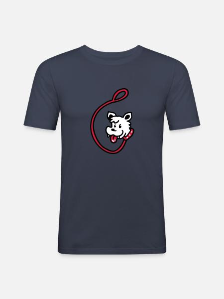Hundeleine 3 - Männer Slim Fit T-Shirt - Navy
