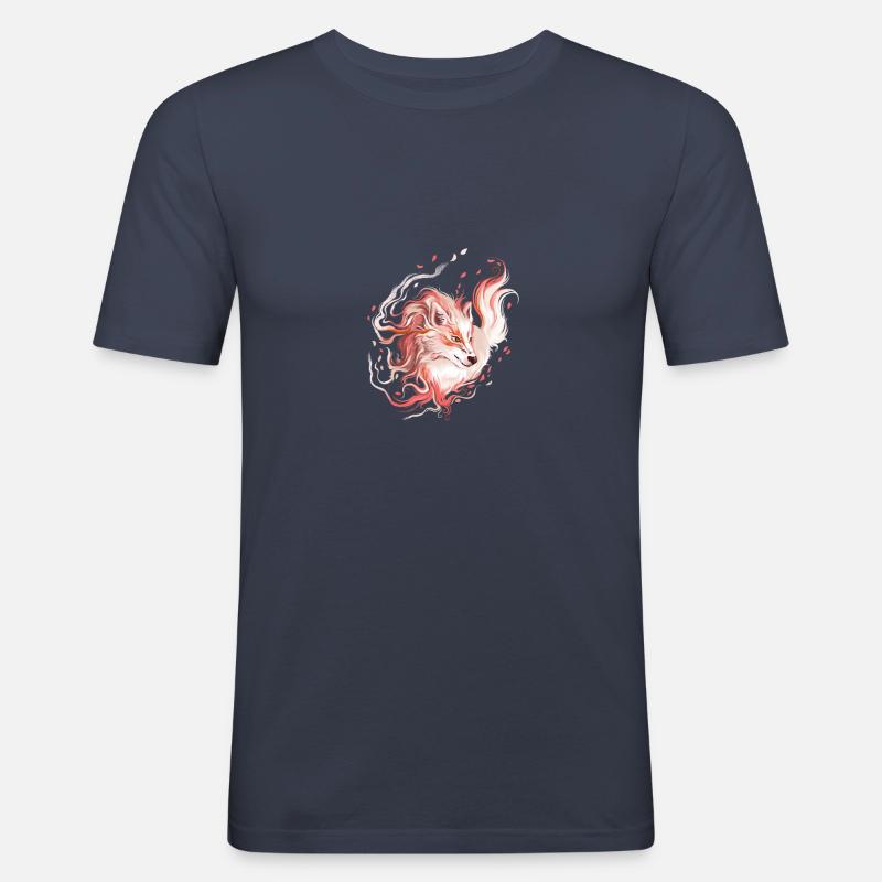 Wolf - Männer Slim Fit T-Shirt - Navy