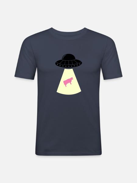 UFO Cow - Men's Slim Fit T-Shirt - navy