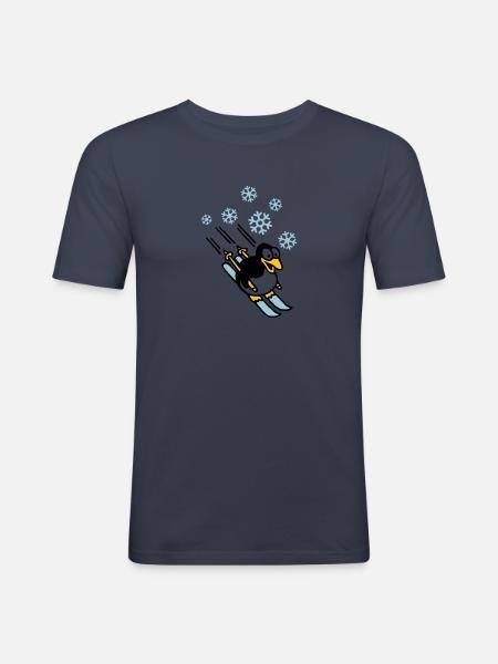 pinguin_ski_022011_h_3c - Männer Slim Fit T-Shirt - Navy