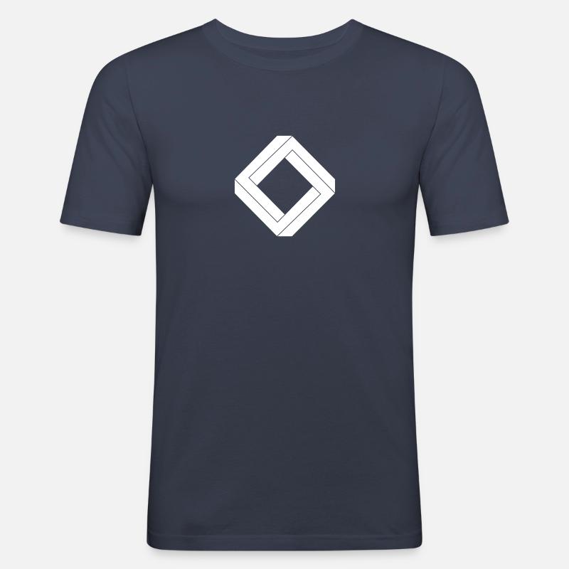 square impossible white design - Men's Slim Fit T-Shirt - navy