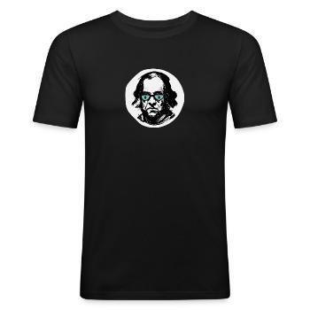 KAS Kaspa Glasses Benjamin Franklin Crypto - Men's Slim Fit T-Shirt - black - Front - Nik (191cm)