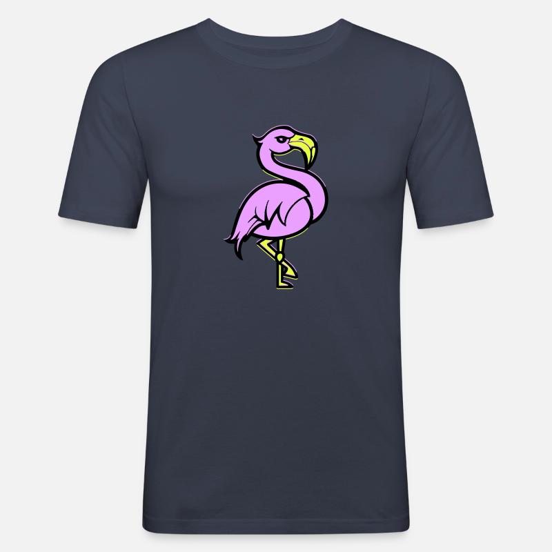flamingo comic - Männer Slim Fit T-Shirt - Navy