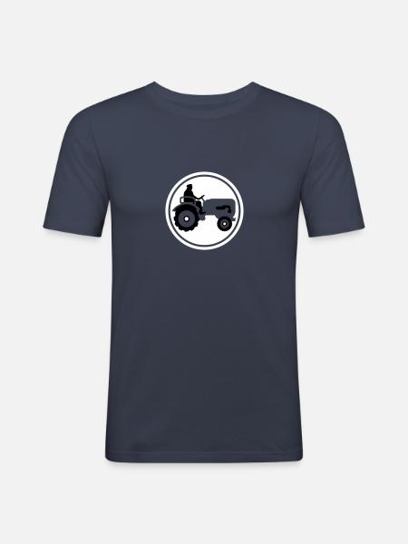 bauer_mit_traktor_032013_a_2c - Männer Slim Fit T-Shirt - Navy