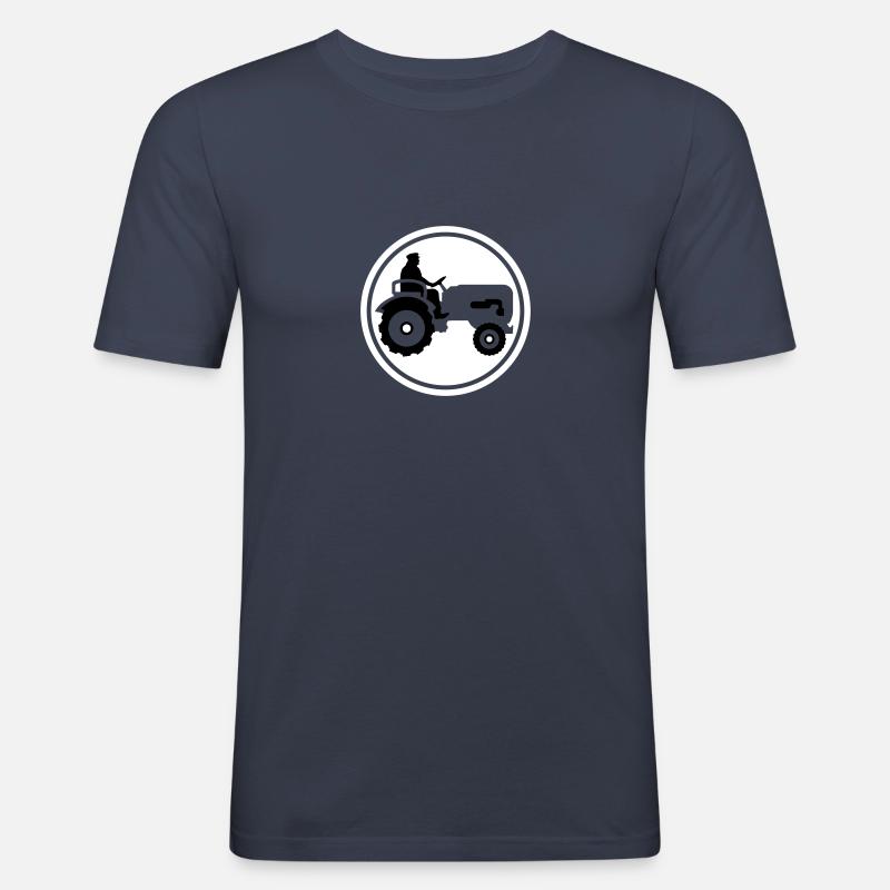 bauer_mit_traktor_032013_a_2c - Männer Slim Fit T-Shirt - Navy