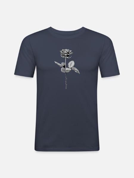 Rose in Black - White - Men's Slim Fit T-Shirt - navy
