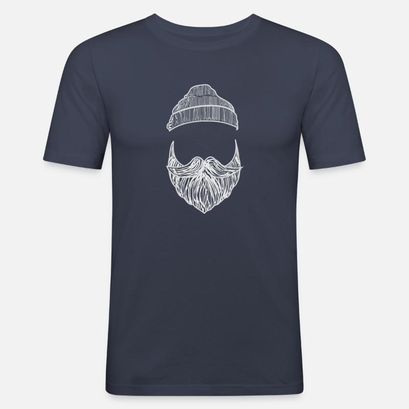 Bart mit Mütze - Männer Slim Fit T-Shirt - Navy