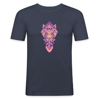 Ganesh dieu Hindou mandala - T-shirt près du corps Homme - bleu marine - Devant - Nik (191cm)