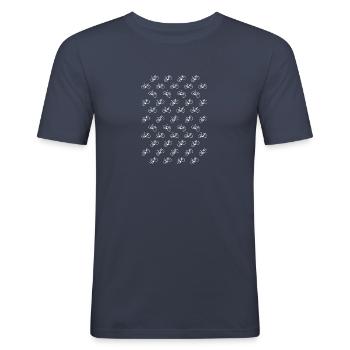 Bike Bike Fan Bike Love - Mannen slim fit T-shirt - navy - Voor - Nik (191cm)