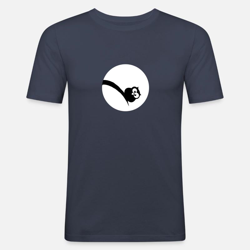 Dicke Eule im Mondenschein - Männer Slim Fit T-Shirt - Navy