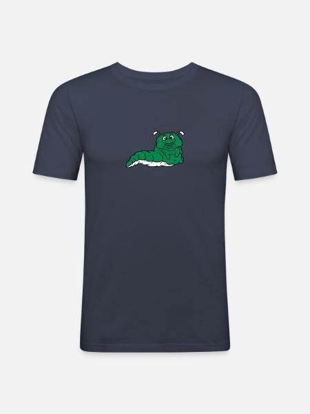 fed fedt overvægt sult spise spiser fuld orm snegl - Herre Slim Fit T-Shirt - marineblå