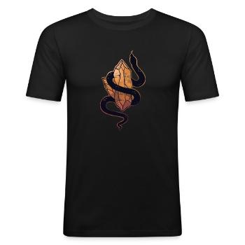 Schlange Kristalle - Männer Slim Fit T-Shirt - Schwarz - Vorne - Nik (191cm)