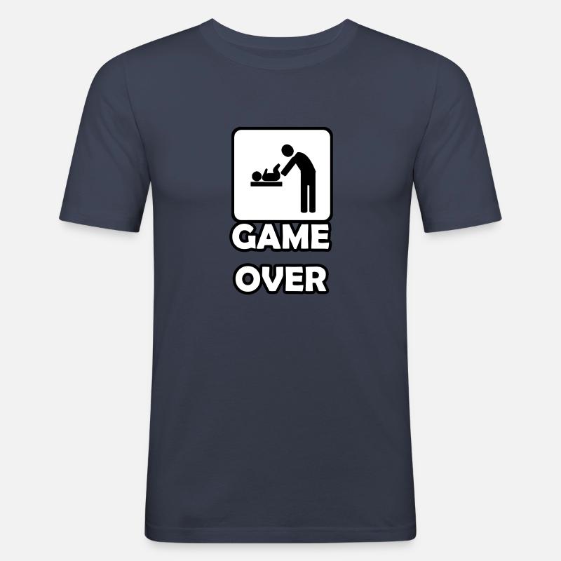 Game Over- Vaterschaft - Männer Slim Fit T-Shirt - Navy