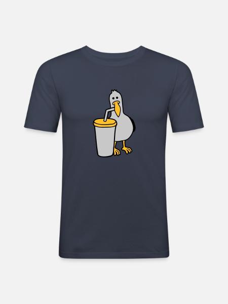 Seagull drinks cola drink - Men's Slim Fit T-Shirt - navy