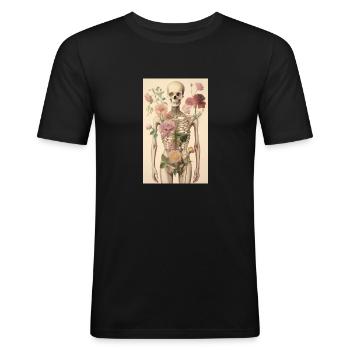 Beau squelette d’os - T-shirt près du corps Homme - noir - Devant - Nik (191cm)
