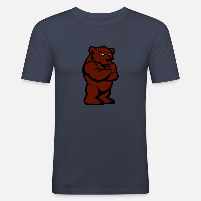 bär comic - Männer Slim Fit T-Shirt - Navy