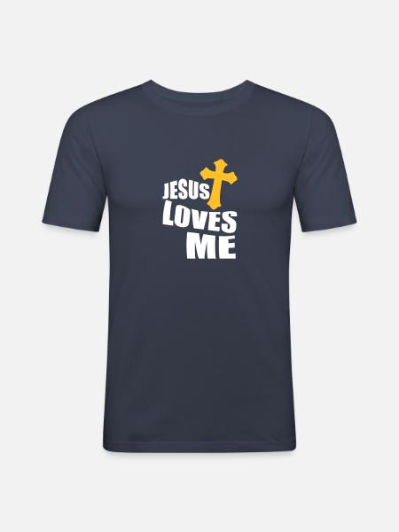 jésus m’aime - T-shirt près du corps Homme - bleu marine