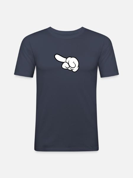 Comic Hand Pointing (Left) - T-shirt près du corps Homme - bleu marine