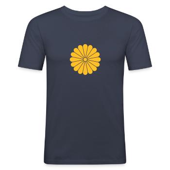 chrysantheme - Männer Slim Fit T-Shirt - Navy - Vorne - Nik (191cm)
