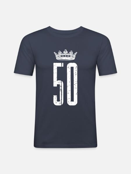 50 number crown - Men's Slim Fit T-Shirt - navy