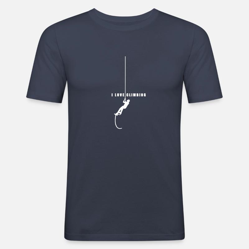 I Love Climbing Klettern - Männer Slim Fit T-Shirt - Navy
