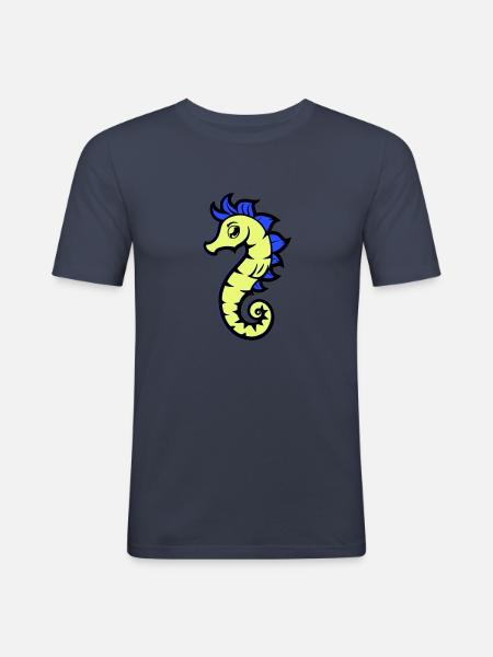 seepferd seepferdchen comic - Männer Slim Fit T-Shirt - Navy
