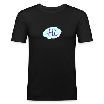 Hi - Männer Slim Fit T-Shirt - Schwarz - Vorne - Nik (191cm)
