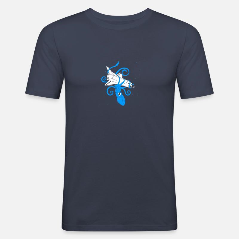 Squid vs Space Shuttle - Männer Slim Fit T-Shirt - Navy