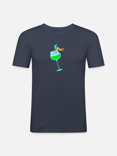 Grüner Feen-Wermut - Männer Slim Fit T-Shirt - Navy