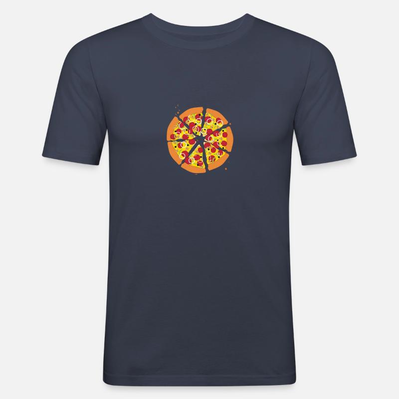 Pizza - Männer Slim Fit T-Shirt - Navy