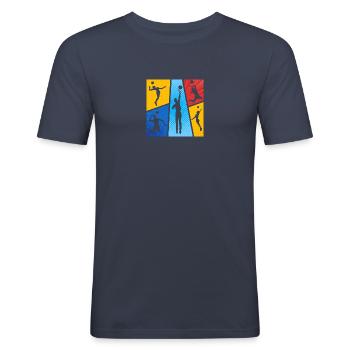 Faustball Faustballer - Männer Slim Fit T-Shirt - Navy - Vorne - Nik (191cm)