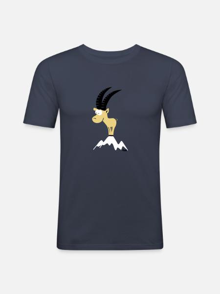 Steinbock (farbig) - Männer Slim Fit T-Shirt - Navy