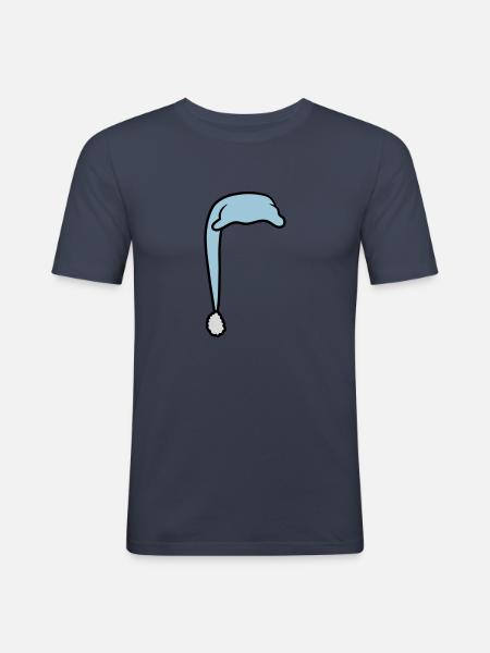Sleeping cap with bobblehead - Men's Slim Fit T-Shirt - navy
