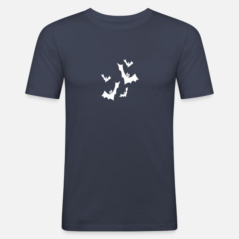 Fledermäuse weiß - Männer Slim Fit T-Shirt - Navy