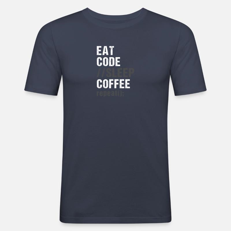Eat Code Sleep Coffee Repeat - Men's Slim Fit T-Shirt - navy