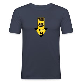 Zeig was du denkst - Männer Slim Fit T-Shirt - Navy - Vorne - Nik (191cm)