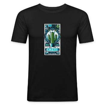 Cacti Monitoring Solution - Männer Slim Fit T-Shirt - Schwarz - Vorne - Nik (191cm)