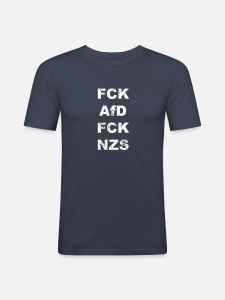 FCK AFD FCK NZS - Männer Slim Fit T-Shirt - Navy