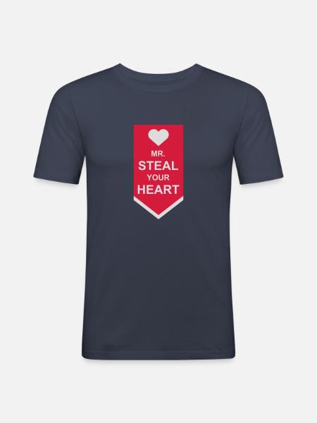 Mr steal your heart - Men's Slim Fit T-Shirt - navy