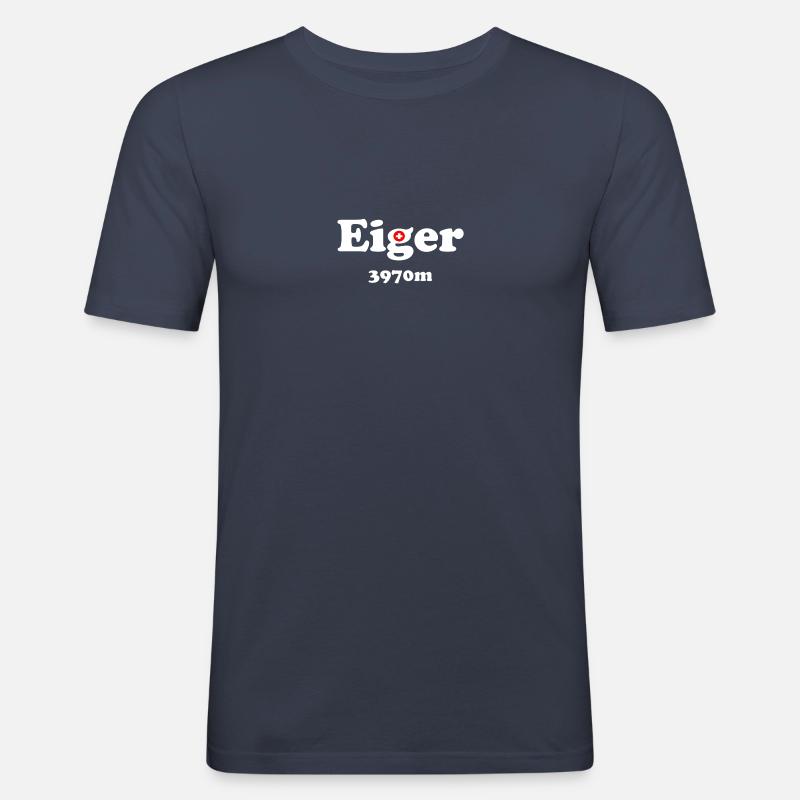 Eiger mit Schweizerkreuz - Männer Slim Fit T-Shirt - Navy