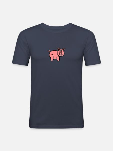Schwein doof witzig - Männer Slim Fit T-Shirt - Navy