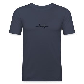 Fréquence cardiaque Haltères Sport - T-shirt près du corps Homme - bleu marine - Devant - Nik (191cm)
