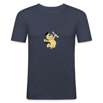 Diplombär (3f) - Männer Slim Fit T-Shirt - Navy - Vorne - Nik (191cm)