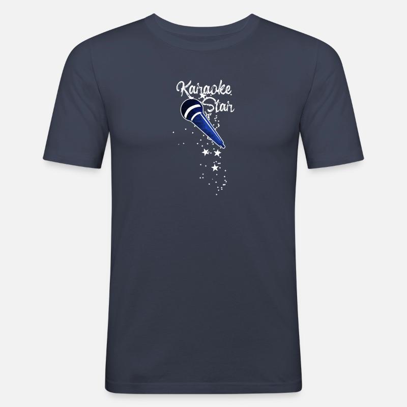 karaoke star,karaoke,mikrofon,sterne,stern - Männer Slim Fit T-Shirt - Navy