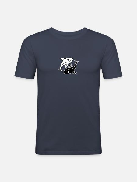 Yin Yang Fishs - Männer Slim Fit T-Shirt - Navy