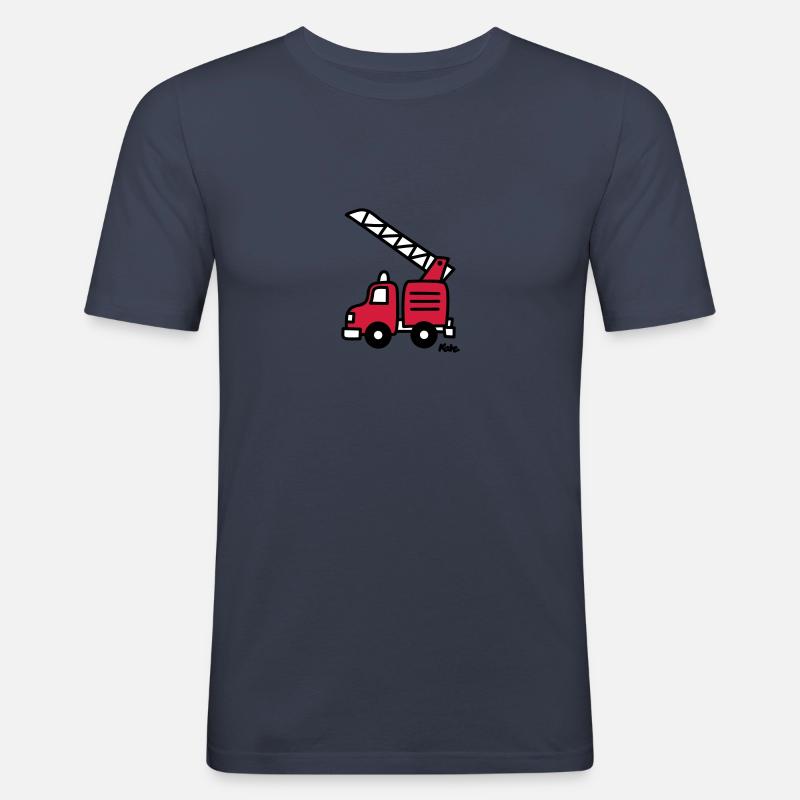 Feuerwehrauto (c) - Männer Slim Fit T-Shirt - Navy
