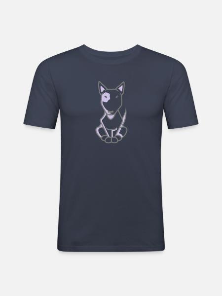 Bullterrier Illu white - Men's Slim Fit T-Shirt - navy